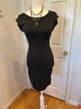 French Connection Olive Green Cap-Sleeve Bodycon Dress